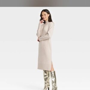 Women’s long sleeve midi sweater dress A New Day taupe L